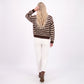 Striped Button-Front Crew Neck Knit Cardigan
