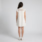 Floral Lace Texture Ruffle Sleeve Mini Dress with Split Neckline Gathered Yoke and Relaxed Shift Silhouette