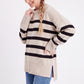 Oversized Striped Crewneck Side Slit Tunic Sweater