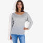 Long Sleeve Boat Neck Pullover Top with Stitch Detail