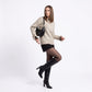 Contrast Trim Crewneck Sweater with Bow Tie Cuffs