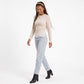 Lace Trim Ruched Long Sleeve Top Crew Neck Fitted Shirt