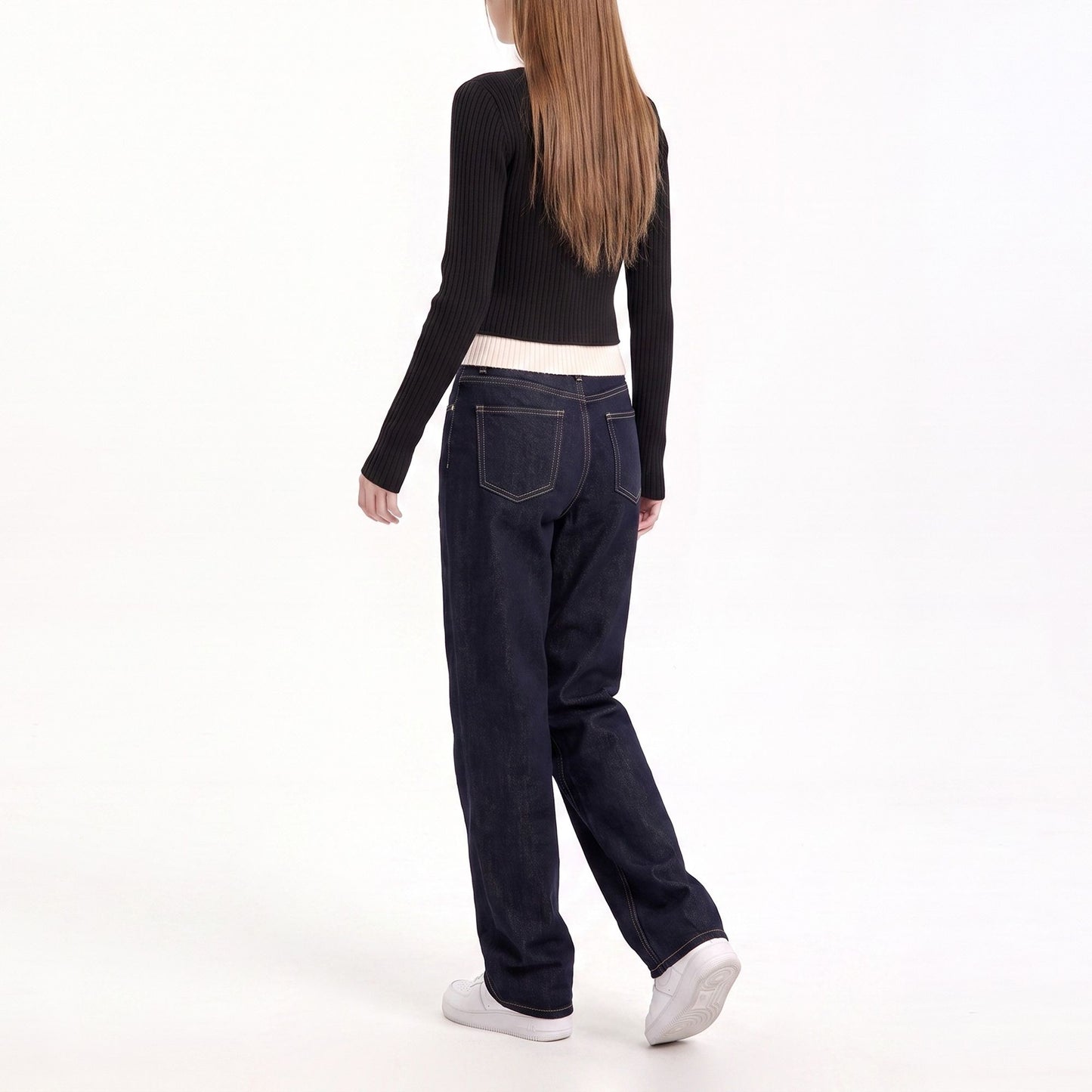 Layered Collar Ribbed Button-Front Cardigan Sweater