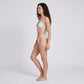 2 Piece Swirl Print Triangle Bikini Set with Halter Top