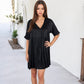 V-Neck Short Sleeve Babydoll Dress with Flowing Silhouette