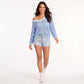 Openwork Mesh V-Neck Long Sleeve Sweater