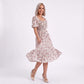 Floral Square Neck Smocked Bodice Tiered Midi Dress