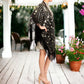 Semi Sheer Boho Sequin Fringe Sparkle Drop Shoulder Shrug