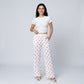 Heart Print Wide Leg Lounge Pants Elastic Drawstring Waist Casual Trousers with Pockets