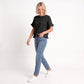 Short Sleeve Sweater Top Lace Ruffle Hem Textured Knit Blouse