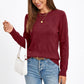 Textured Geometric Crew Neck Long Sleeve Knit Sweater