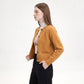 Cropped Crewneck Button-Front Cardigan Sweater