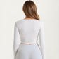 Pilates Wrap Top - Long Sleeve V-Neck Cropped Gym Cover Up Balletcore Workout Shirt