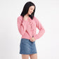 Tie-Front Long Sleeve Cropped Knit Cardigan