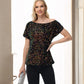 Off-Shoulder Sequin Short Sleeve Top with Relaxed Fit