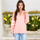 Long Sleeve V-Neck Pullover with Contrast Sleeve Stripes