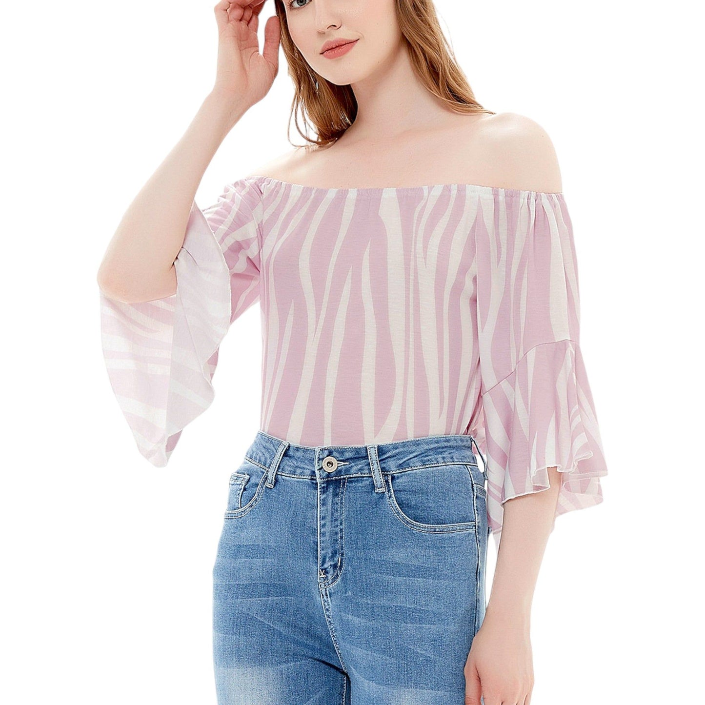 Bell Flared Sleeve Tie-Front Blouse