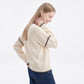 Contrast Stitch Crewneck Long Sleeve Knit Sweater