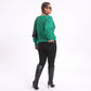 Plus Size V-Neck Textured Sleeve Pullover Sweater