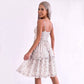 Floral Tie Front Cutout Smocked Ruffle Tiered Dress