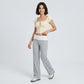 Contrast Foldover Waistband Full-Length Wide-Leg Trousers