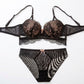 2 Piece Floral Lace Underwire Bra and Panty Lingerie Set