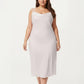 Plus Size Satin Slip Nightgown with Adjustable Spaghetti Straps Midi Length Relaxed Fit Sleepwear Dress