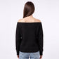 Off Shoulder Ribbed Knit Pullover Sweater