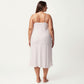 Plus Size Satin Slip Nightgown with Adjustable Spaghetti Straps Midi Length Relaxed Fit Sleepwear Dress