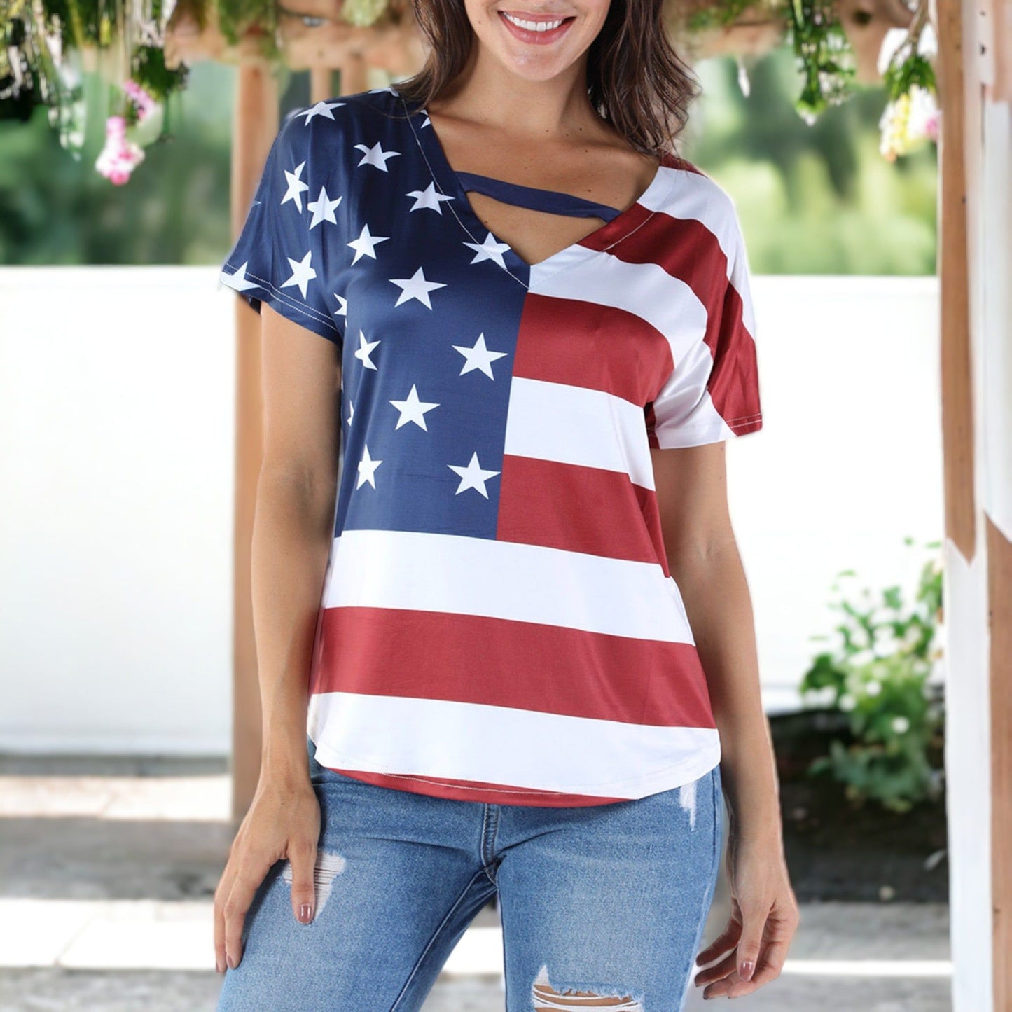 All American Girl V Neck Top