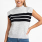 Striped Mock Neck Sleeveless Knit Sweater Vest