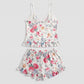 Floral Satin Ruffle Cami and Shorts Lingerie Set
