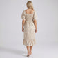 Maternity Floral Square Neck Midi Dress with Smocked Bodice and Flutter Sleeves