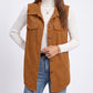 Button Front Corduroy Vest with Flap Pockets