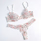 Polka Dot Sheer Mesh Underwire Bra and Panty Two Piece Lingerie Set