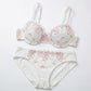 Delicate Floral Embroidered Sheer Lace Underwire Bra and Panty Set