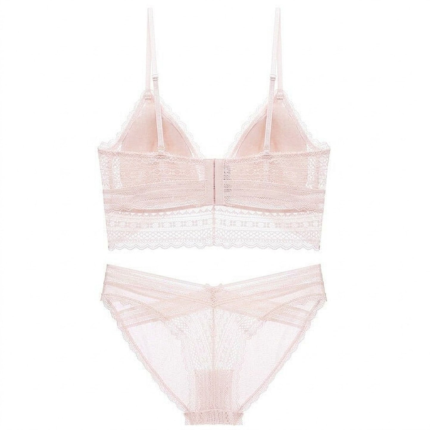 Lace Longline Bralette and Matching Panty Two Piece Lingerie Set