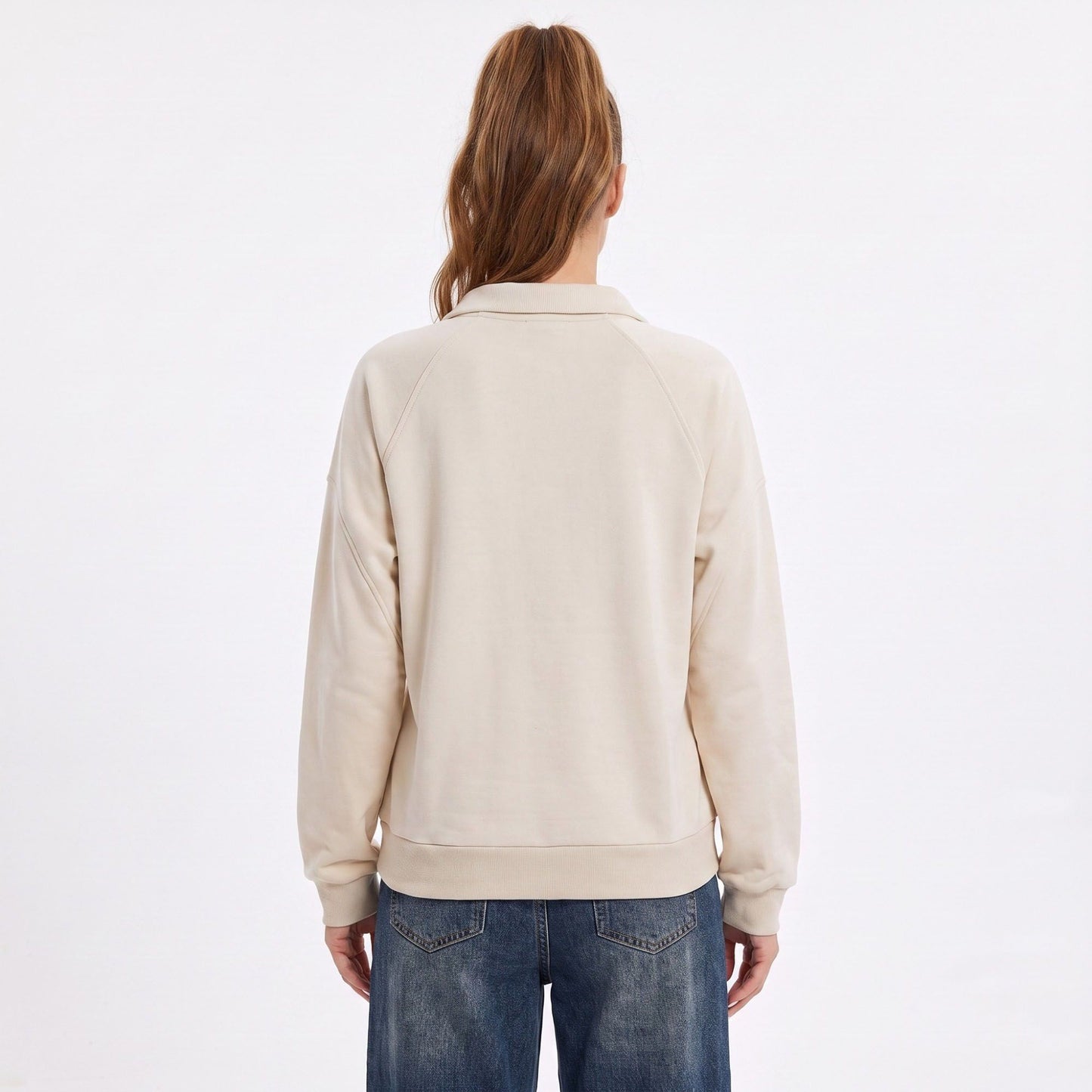 Long Sleeve Polo Sweatshirt with Snap Button Placket