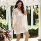 Crochet Cover Up with 3/4 Sleeve Tassel Dress