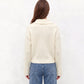 Cable Knit Collared Sweater with Flared Cuffs
