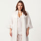 Plus Size Long Sheer Lace Panel Robe Open Front Lightweight Sleepwear