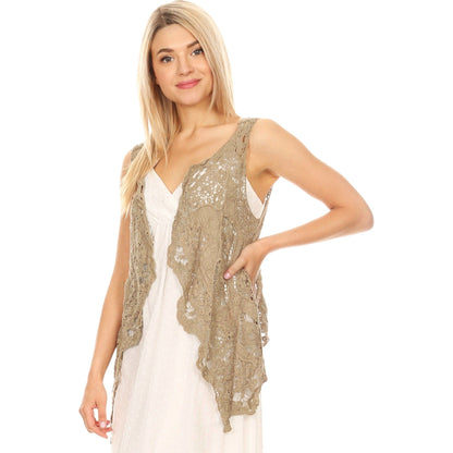 Boho Eyelet Waterfall Crochet Cardi Vest