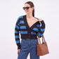 Striped V-Neck Cropped Cardigan Sweater