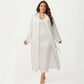 Plus Size 2-Piece Satin Nightgown Set with Long Sleeve Open Front Robe Sleeveless Slip Dress Sleepwear