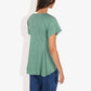 Button Down Round Neck Raglan Top with Flared Sleeves