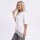 Lace Trim T-Shirt Asymmetric Hem Short Sleeve Crew Neck Top