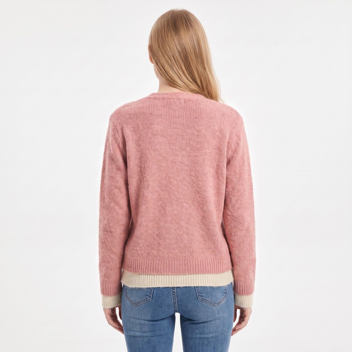 Contrast Trim Layered V Neck Button Front Cardigan