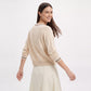 Contrast Stripe V-Neck Button-Front Knit Cardigan