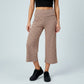 Foldover Waistband Striped Cropped Wide-Leg Trousers