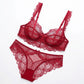 2 Piece Floral Lace Underwire Bra and Panty Lingerie Set